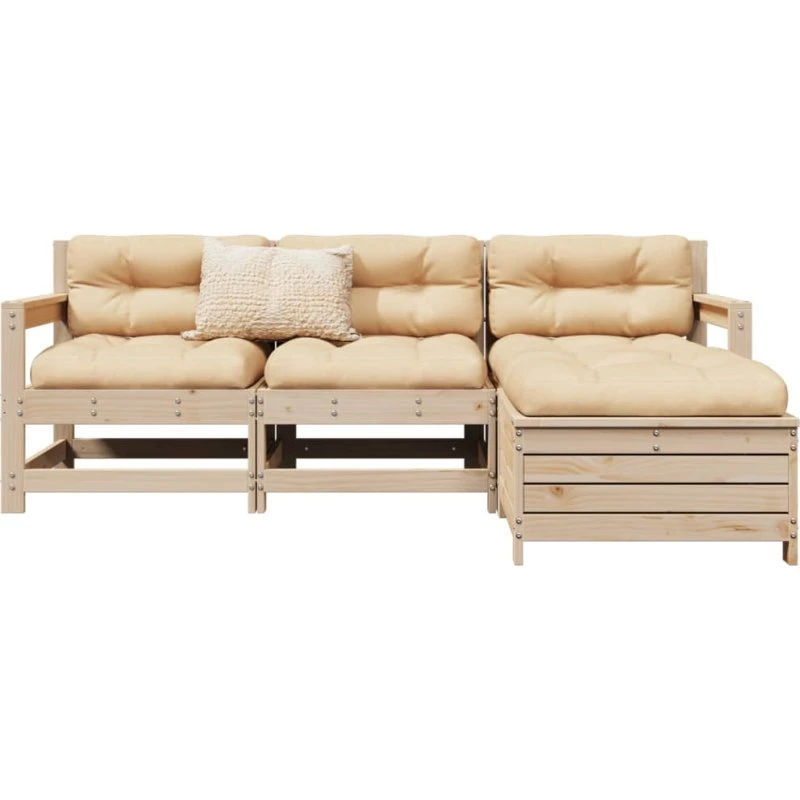 Sofasæt til haven 4 dele i massivt fyrretræ