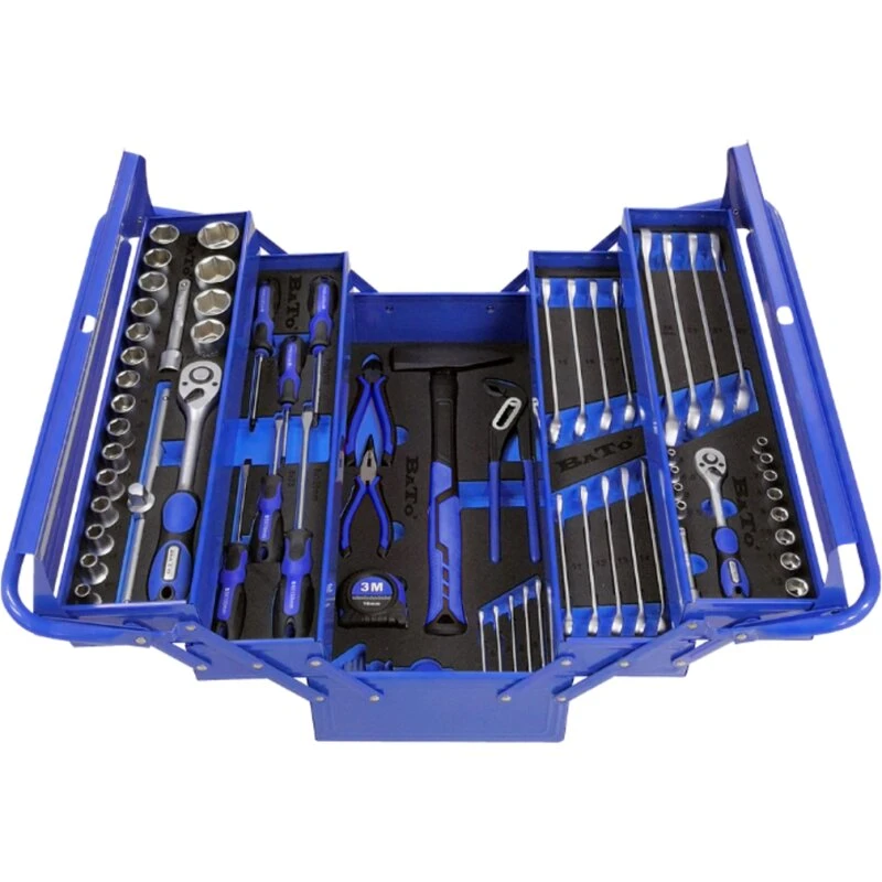 BATO værktøjssæt 75 dele 5-rums metalkasse med EVA-skum (1130)