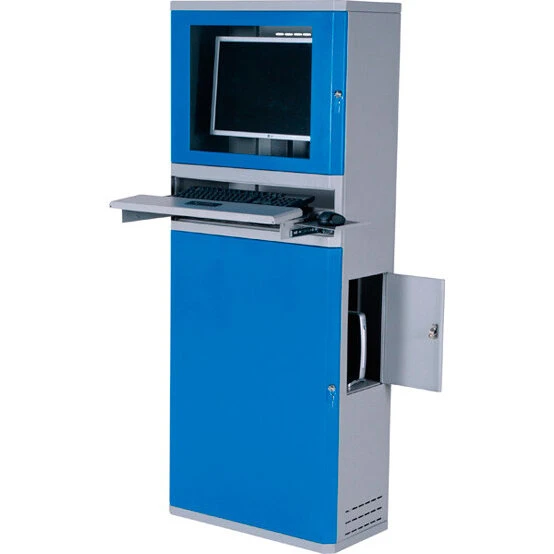 Intra Computerskab CC5 – smalt PC-skab til 19" skærm, grå/blå