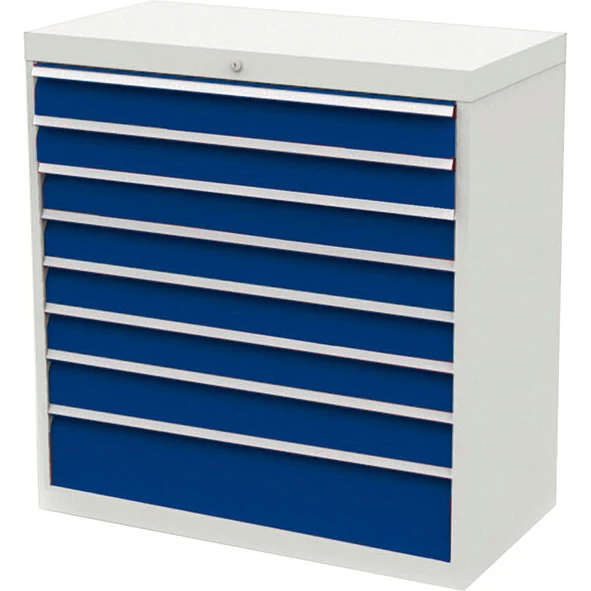 Skuffesektion 500/06 1019x980x500 mm – 8 skuffer, blå/grå