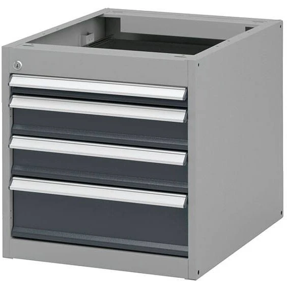 GBP Skuffesektion 540x535x665mm 4 låsbare skuffer, mørk grå