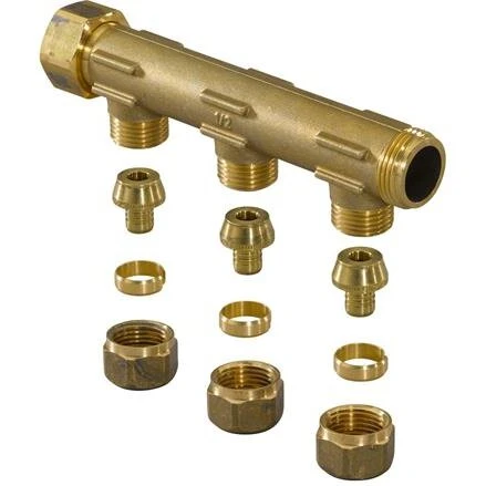 Uponor fordelerrør 15 mm, 3 afgreninger m/koblingssæt
