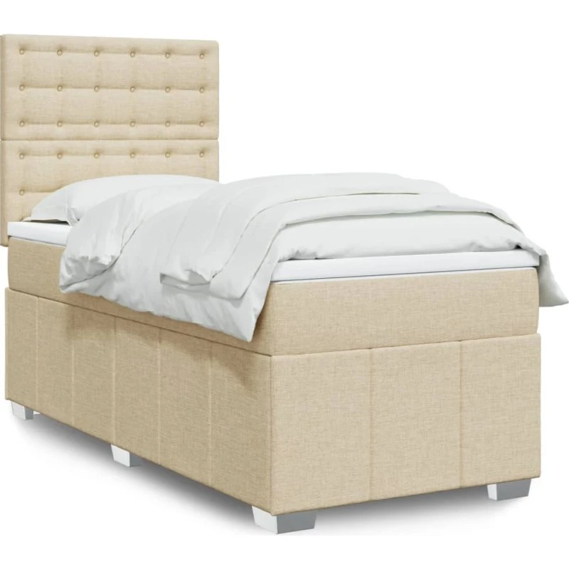 Kontinentalseng med madras 80x200 cm - creme stof