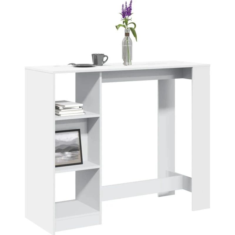 Barbord med hylde 124x46x103,5 cm - hvid konstrueret træ