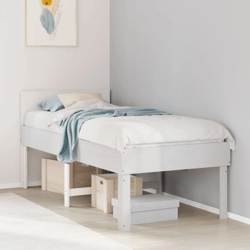 Sengeramme 80x200 cm i massivt fyrretræ, hvid