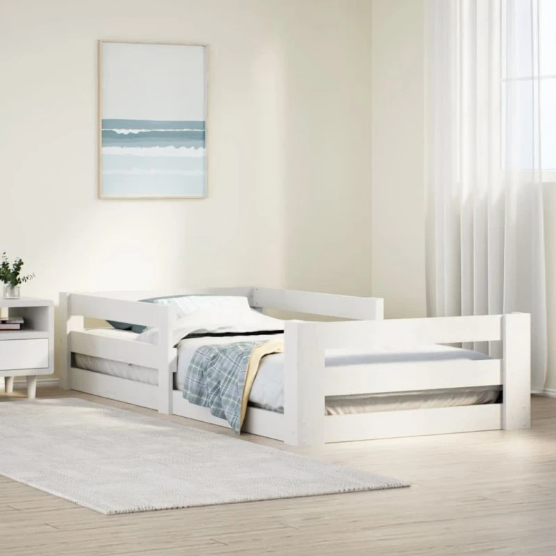 Sengeramme 80x200 cm i massivt fyrretræ - hvid