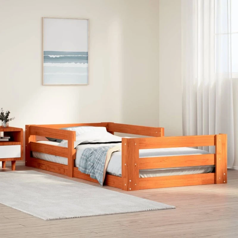 Sengeramme 80x200 cm i massivt fyrretræ - gyldenbrun