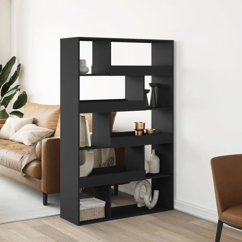Rumdeler/reol 100x33x156,5 cm sort konstrueret træ