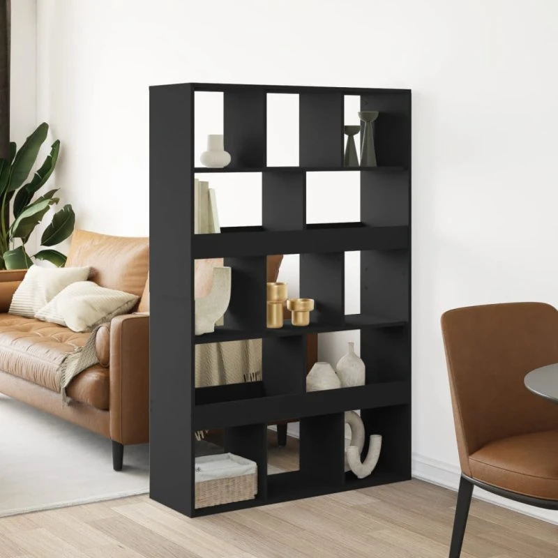 Rumdeler/reol 100x33x156,5 cm konstrueret træ sort