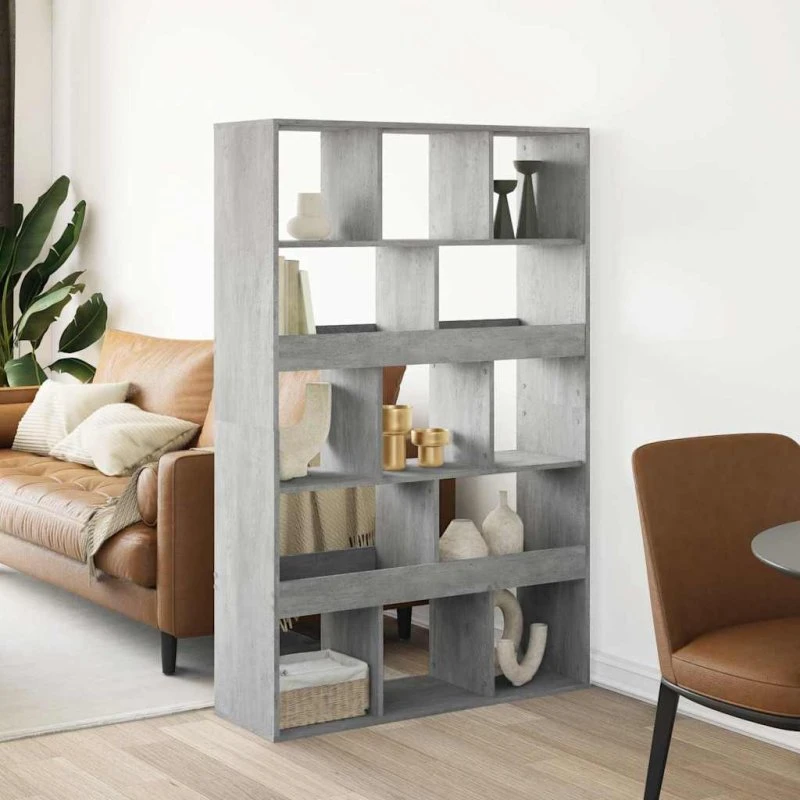 Rumdeler/reol 100x33x156,5 cm konstrueret træ - betongrå