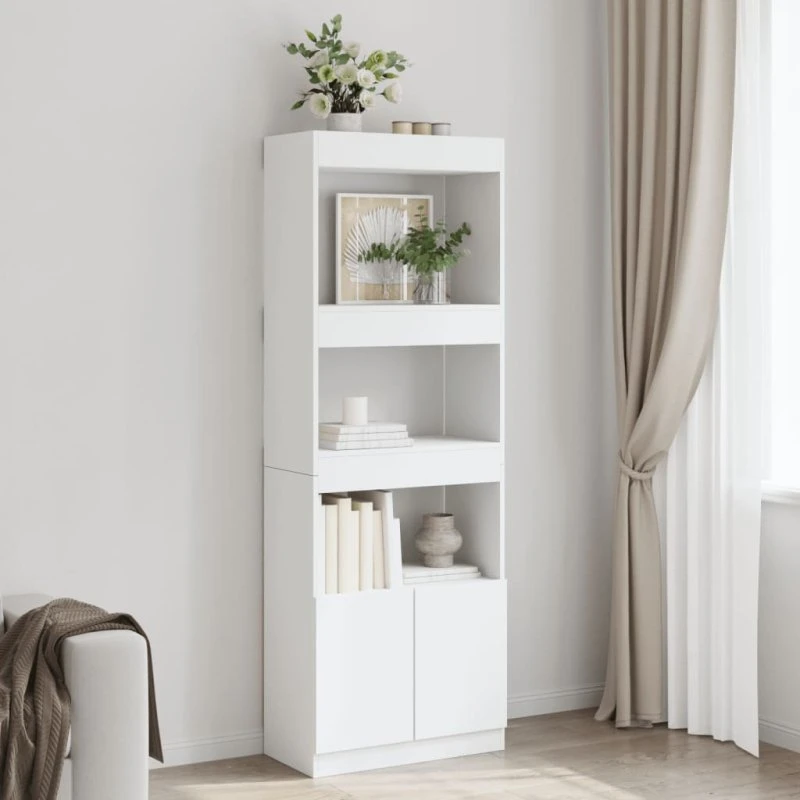 Højskab 63x33x180 cm i konstrueret træ, hvid