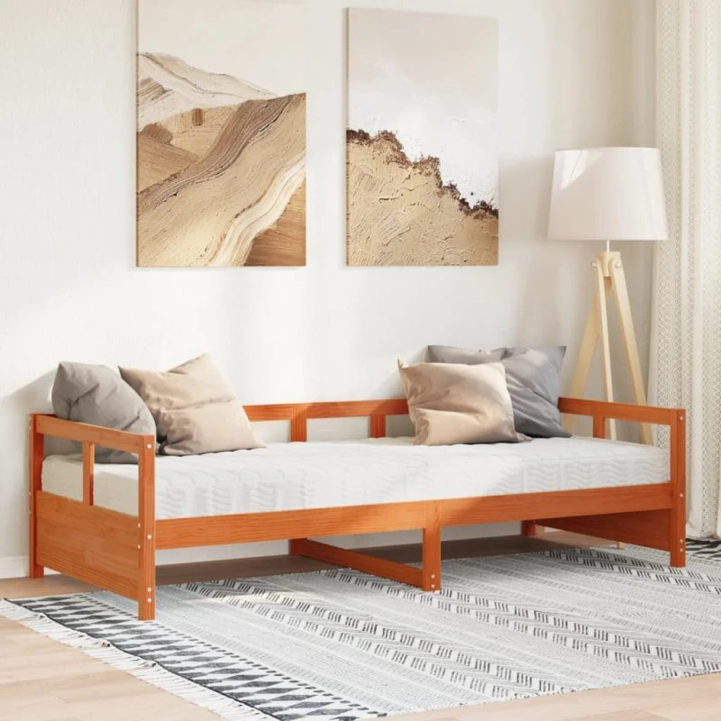 Daybed 80x200 cm i massivt fyrretræ – gyldenbrun