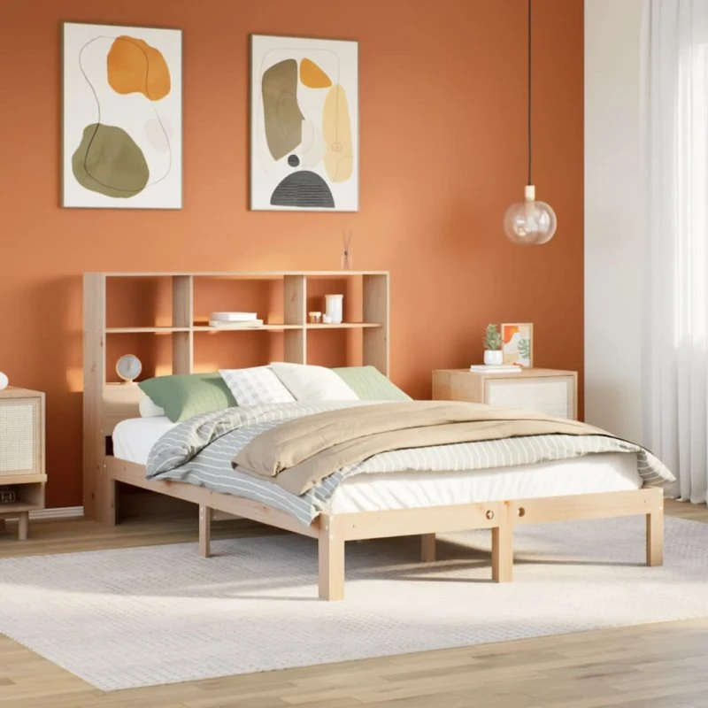 Seng med reol 160x200 cm i massivt fyrretræ (uden madras)
