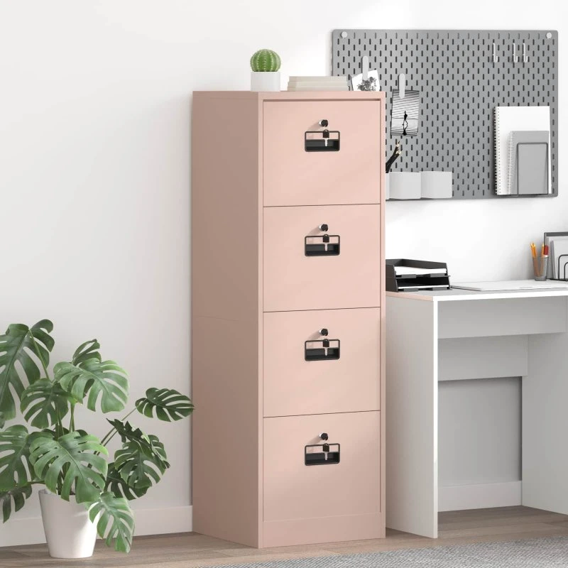 Filskab med lås, lyserød 44 x 50 x 106,5 cm – koldvalset stål