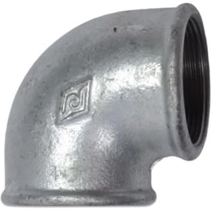 Galvaniseret vinkel 1/2" (muffe-muffe) 90°