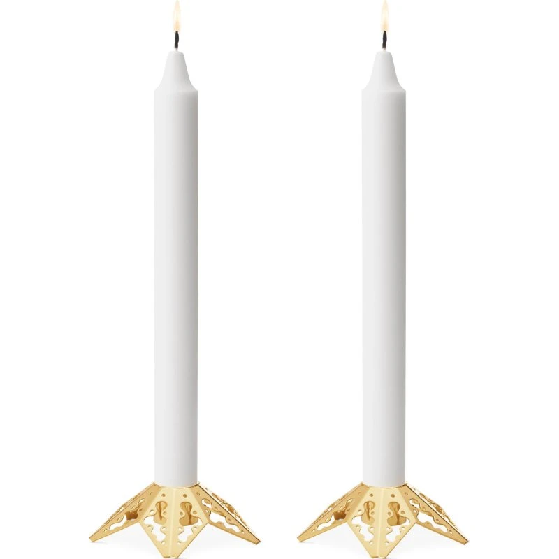 Georg Jensen 2022 lysestage sæt 2 stk – forgyldt
