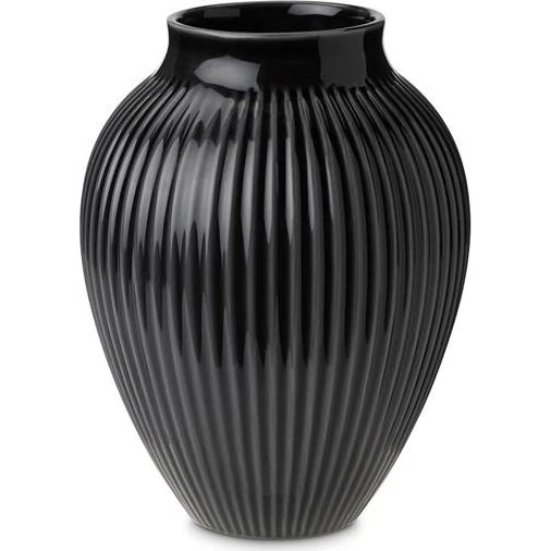 Knabstrup Keramik riflet vase 20 cm - Sort