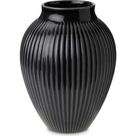 Knabstrup Keramik riflet vase 12,5 cm - Sort