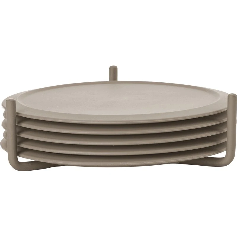 Zone glasbrikker 6-pak i taupe med metalholder