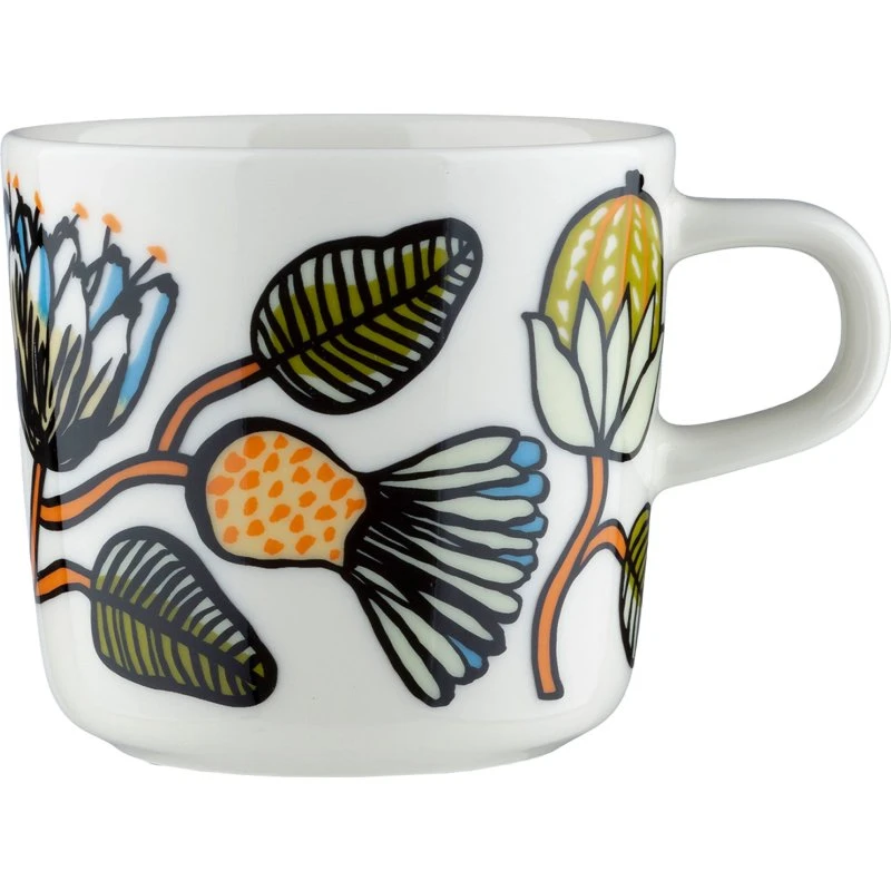 Marimekko Tiara kaffekop 20 cl – hvid/varmorange/grøn
