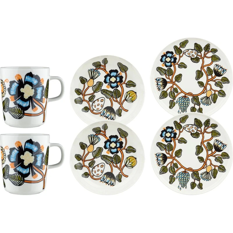 Marimekko Tiara middagsservice 6 dele, hvid/orange/grøn