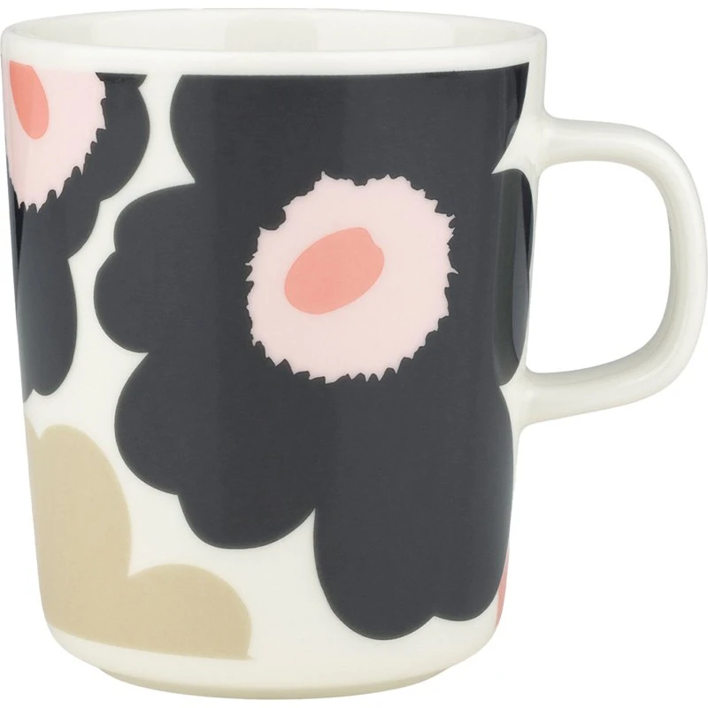 Marimekko Unikko krus 25 cl – offwhite/charcoal/sand/pink