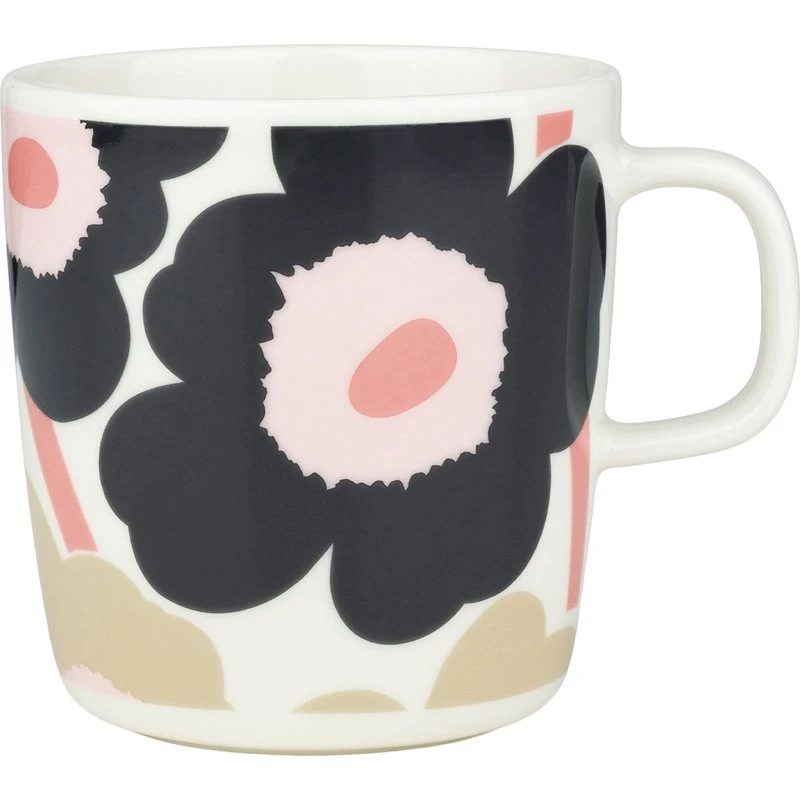 Marimekko Unikko krus 40 cl – offwhite/charcoal/sand/rosa