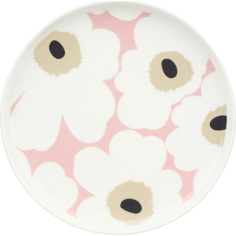 Marimekko Unikko tallerken Ø20 cm – offwhite/pink/sand