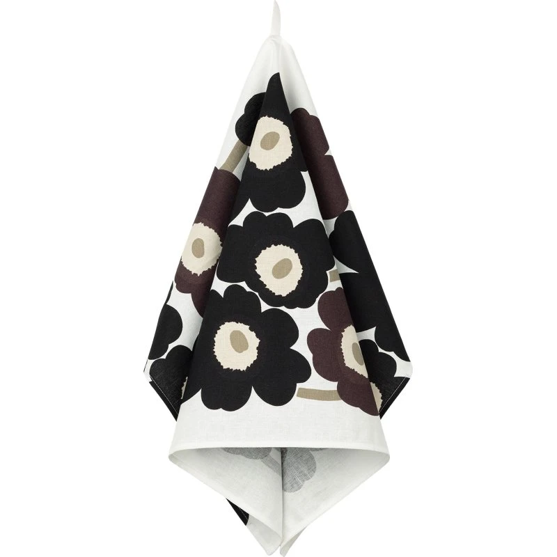 Marimekko Unikko viskestykke 47×70 cm - hvid/beige/sort