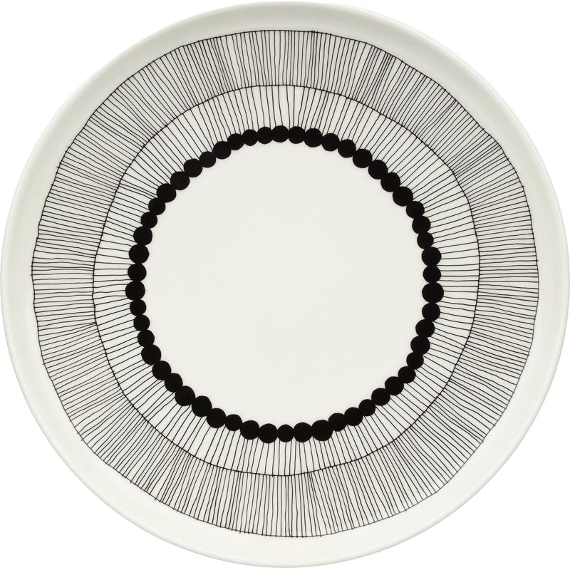 Marimekko Siirtolapuutarha tallerken 25 cm, sort/hvid