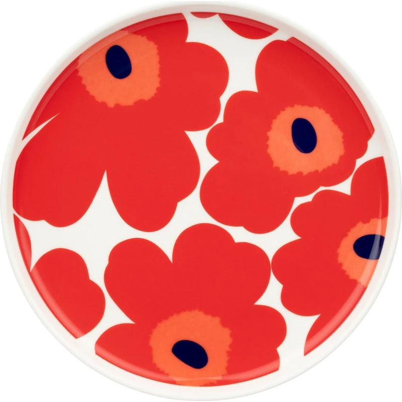 Marimekko Unikko tallerken Ø20 cm – hvid/rød/blå