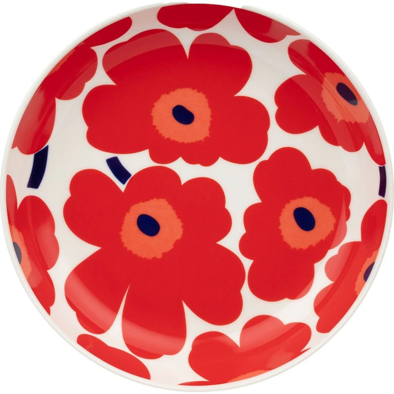 Marimekko Unikko dyb tallerken Ø20,5 cm - rød/hvid/blå