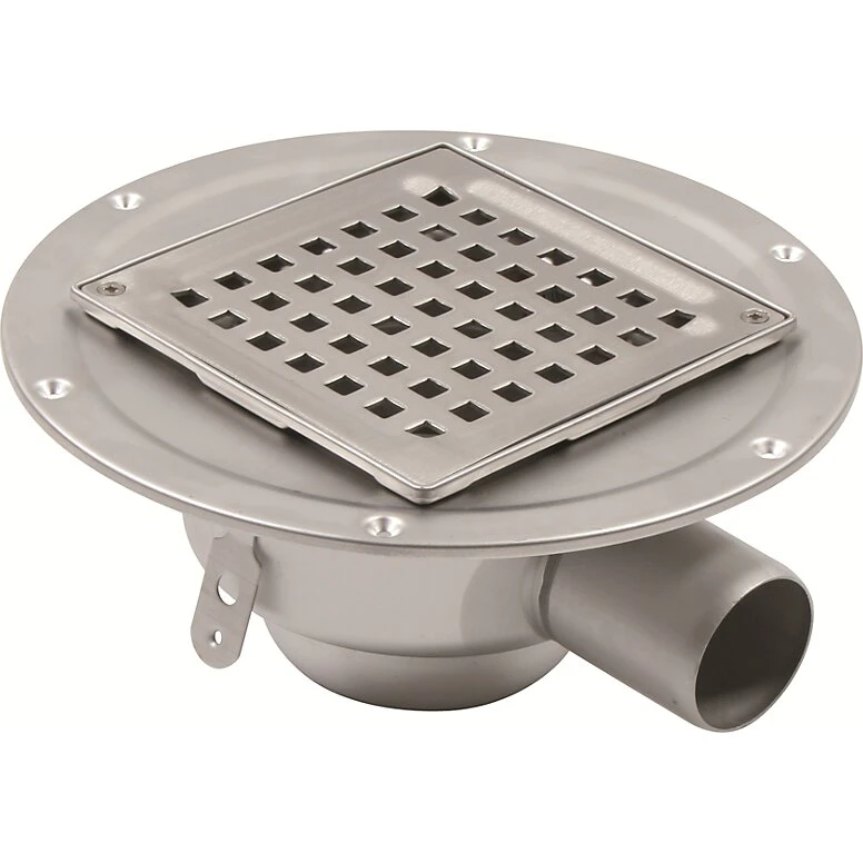 Blücher Square gulvafløb lav Ø50 mm rustfrit 145x145