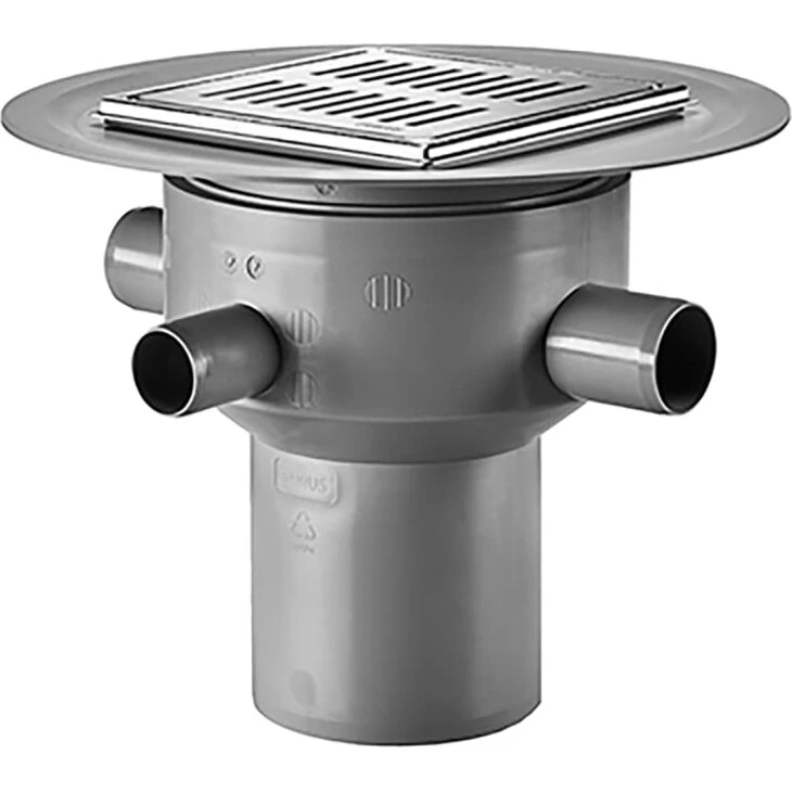 Purus Multiflex lodret gulvafløb Ø110 til beton/fliser