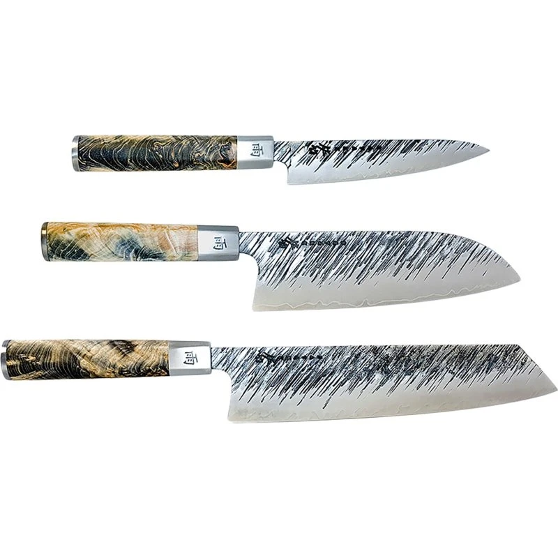 Satake Ame knivsæt, 3 dele – Petty/Santoku/Kiritsuke