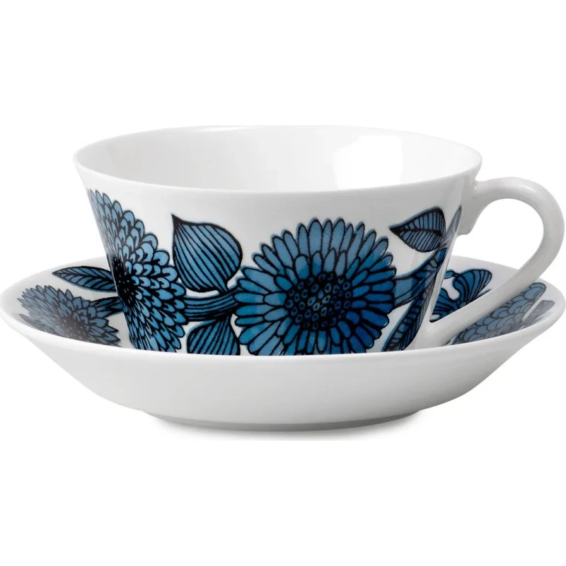 Gustavsberg Blå Aster Tesæt – Konisk tekop & tallerken