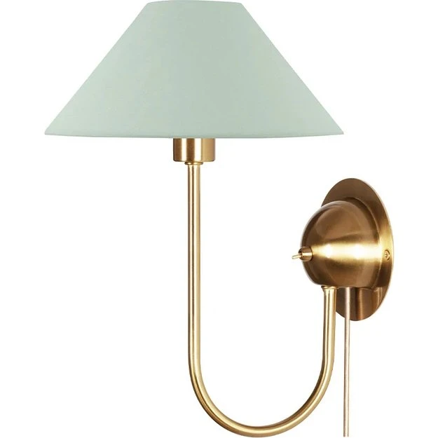 Globen Lighting Iris væglampe, grøn - børstet messing