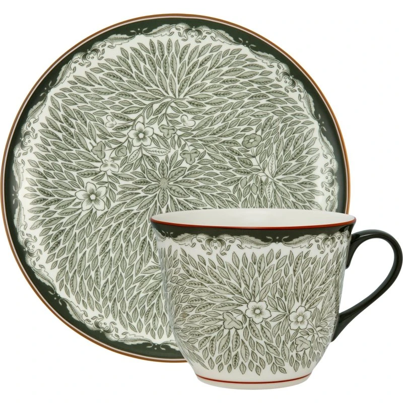 Rörstrand Ostindia Floris krus 40 cl + tallerken Ø20 cm, grøn