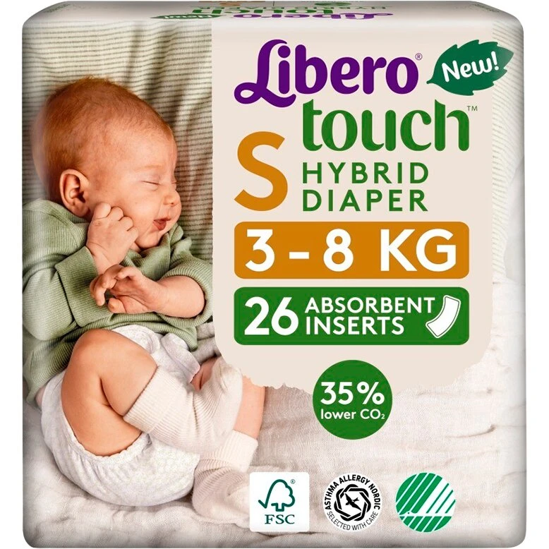 Libero Touch Hybrid Indlæg Str. S 7–12 kg, 26 stk