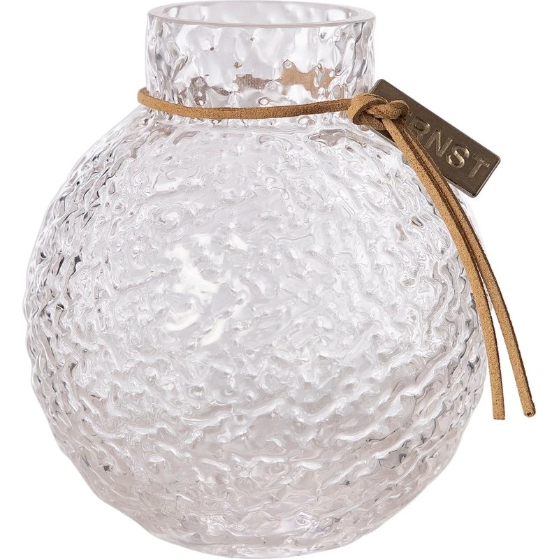 Ernst glasvase med struktur, klar Ø9–10 cm