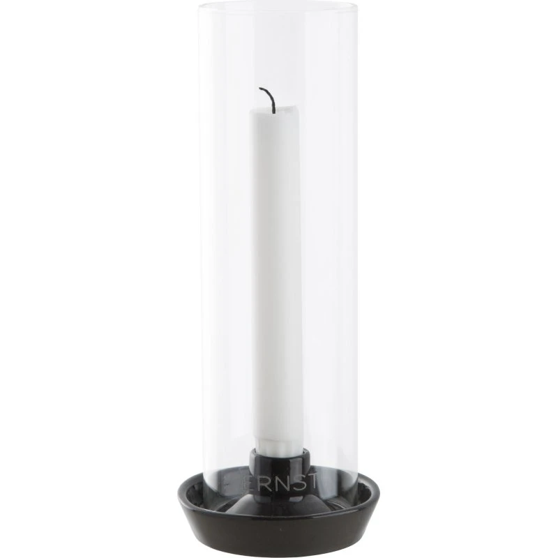 Ernst lysestage med glascylinder, mørkegrå