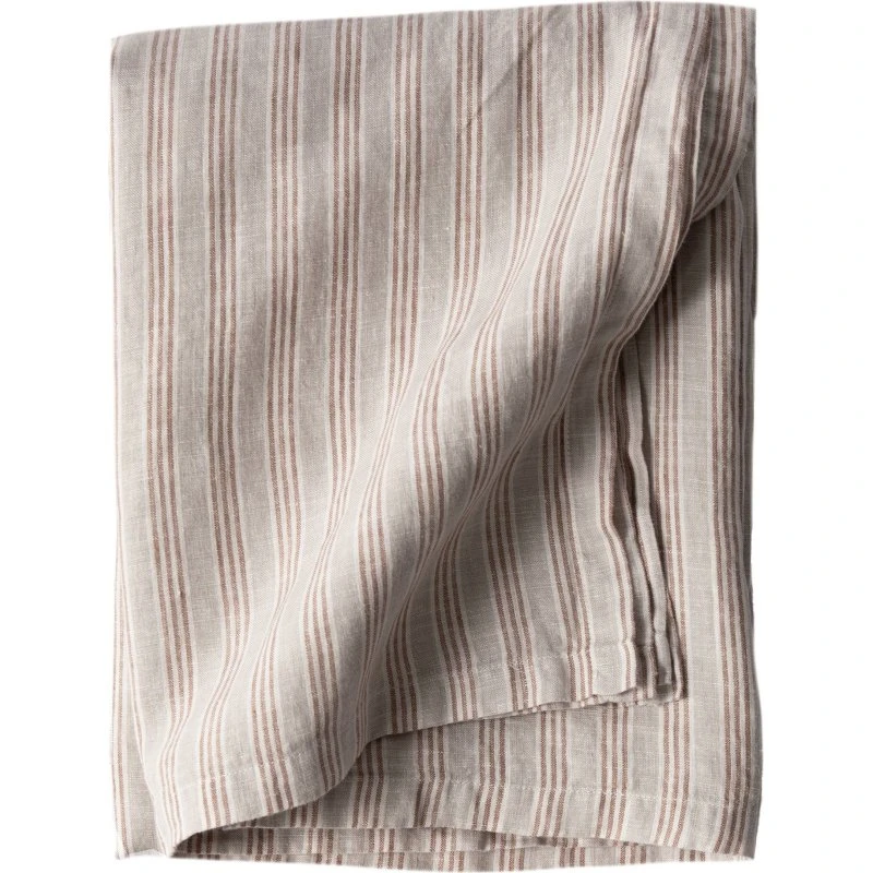 Tell Me More hørdug 145x270 cm – Hazelnut Stripe