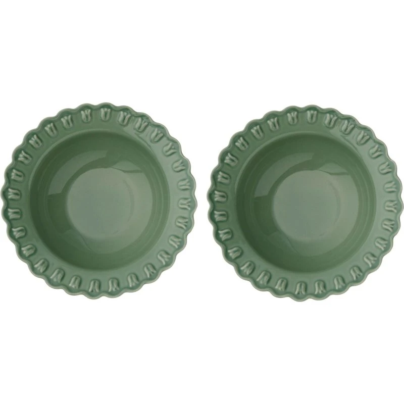PotteryJo Tulipa dyb tallerken 23 cm, 2-pak - Verona grøn