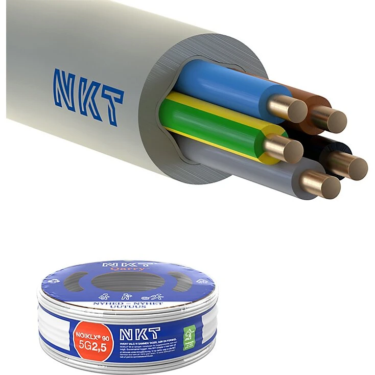 NKT NOIKLX 5G2,5 90° halogenfri installationskabel 100 m lysegrå