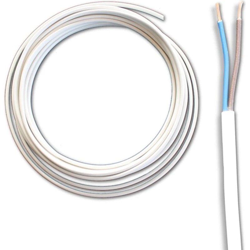 Lampeledning flad 2x0,75 mm² Hvid (per meter)