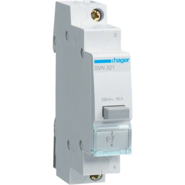 Standard Trykknap 16A 1-modul til DIN-skinne 230VAC