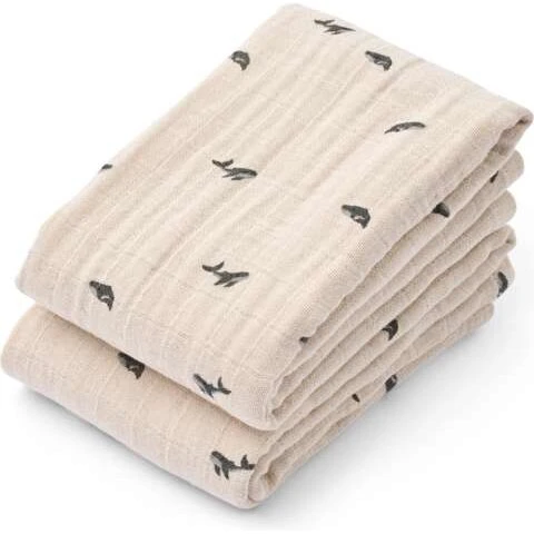 Liewood Lewis Muslin Stofble 2-pak – Mini Whale/Sandy