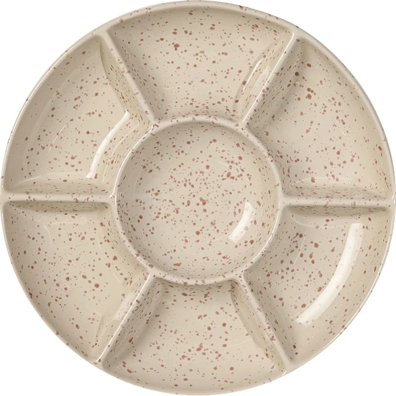 Sagaform Ditte serveringsfad, beige/bordeaux 26 cm