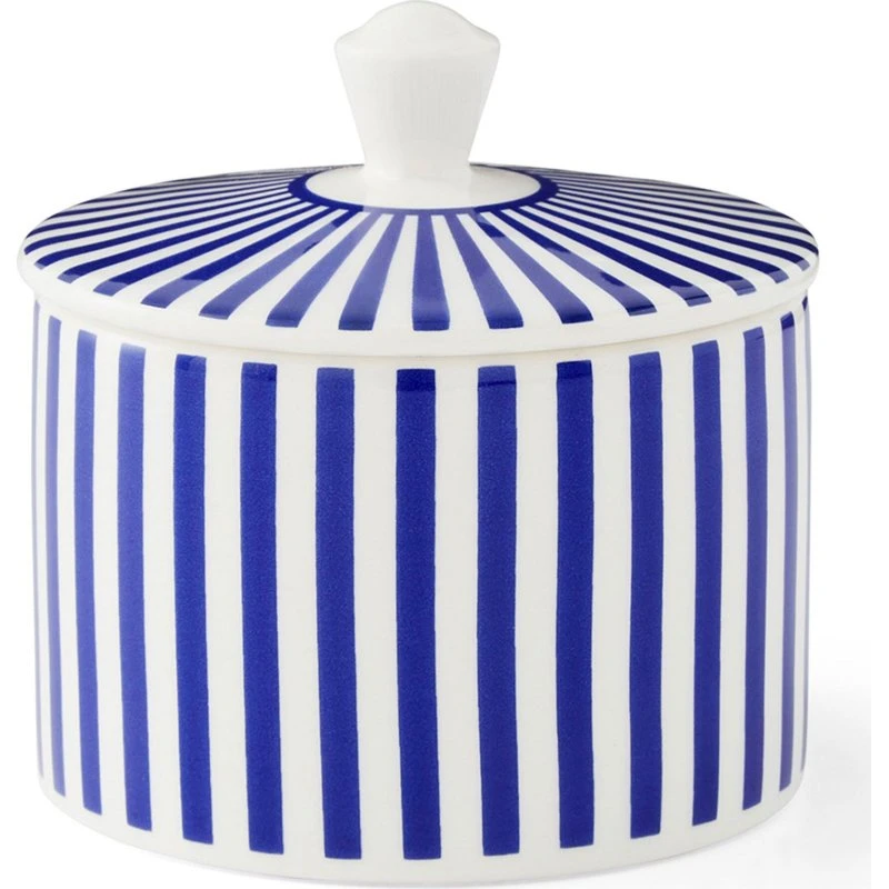 Spode Steccato sukkerskål med låg, 29 cl - blå/hvid