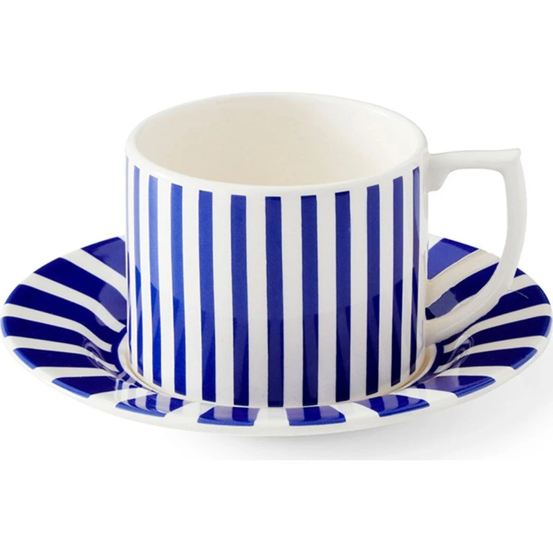 Spode Steccato tekop med underkop 29 cl – blå/hvid